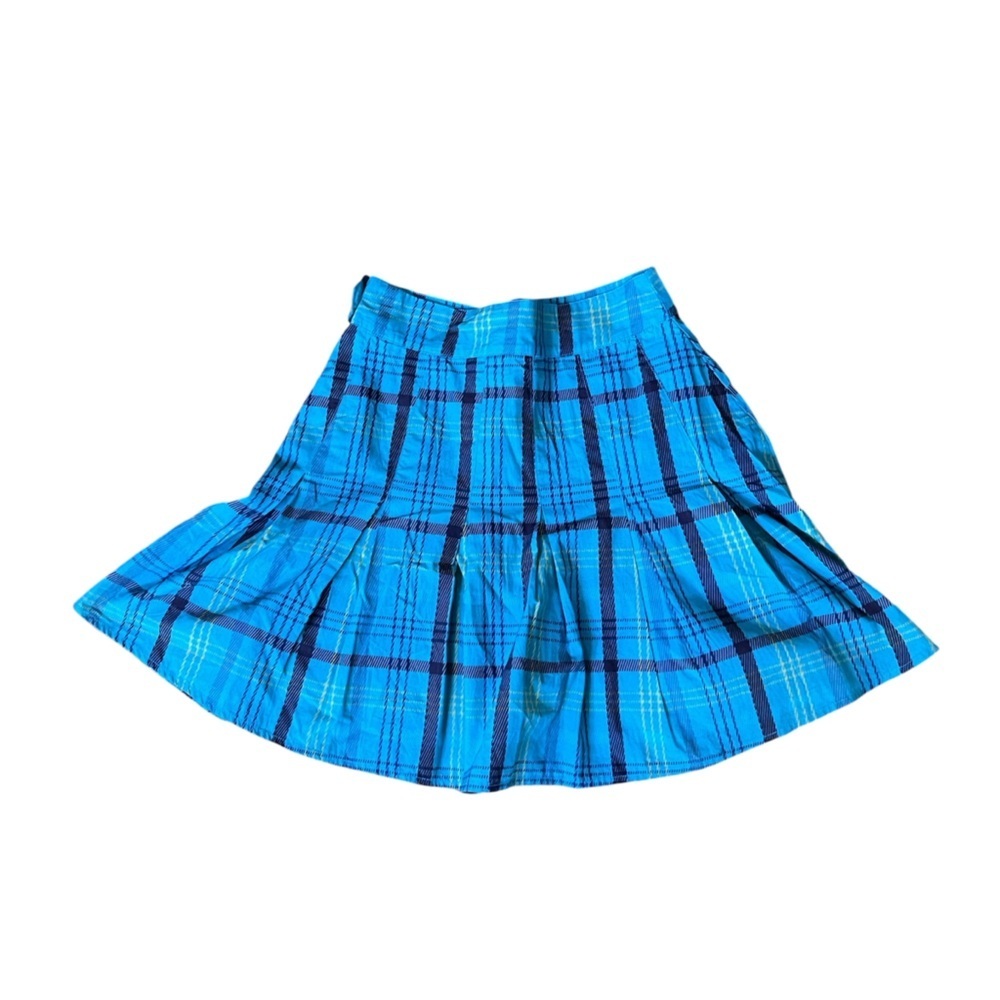 Maeve Plaid Pleated High Waisted Side Zip Mini Skirt